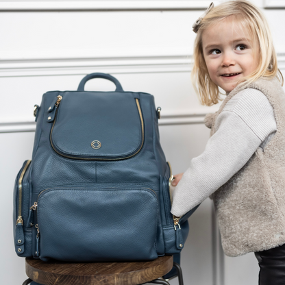 Amber Denim Blue Leather Backpack - Ex Display