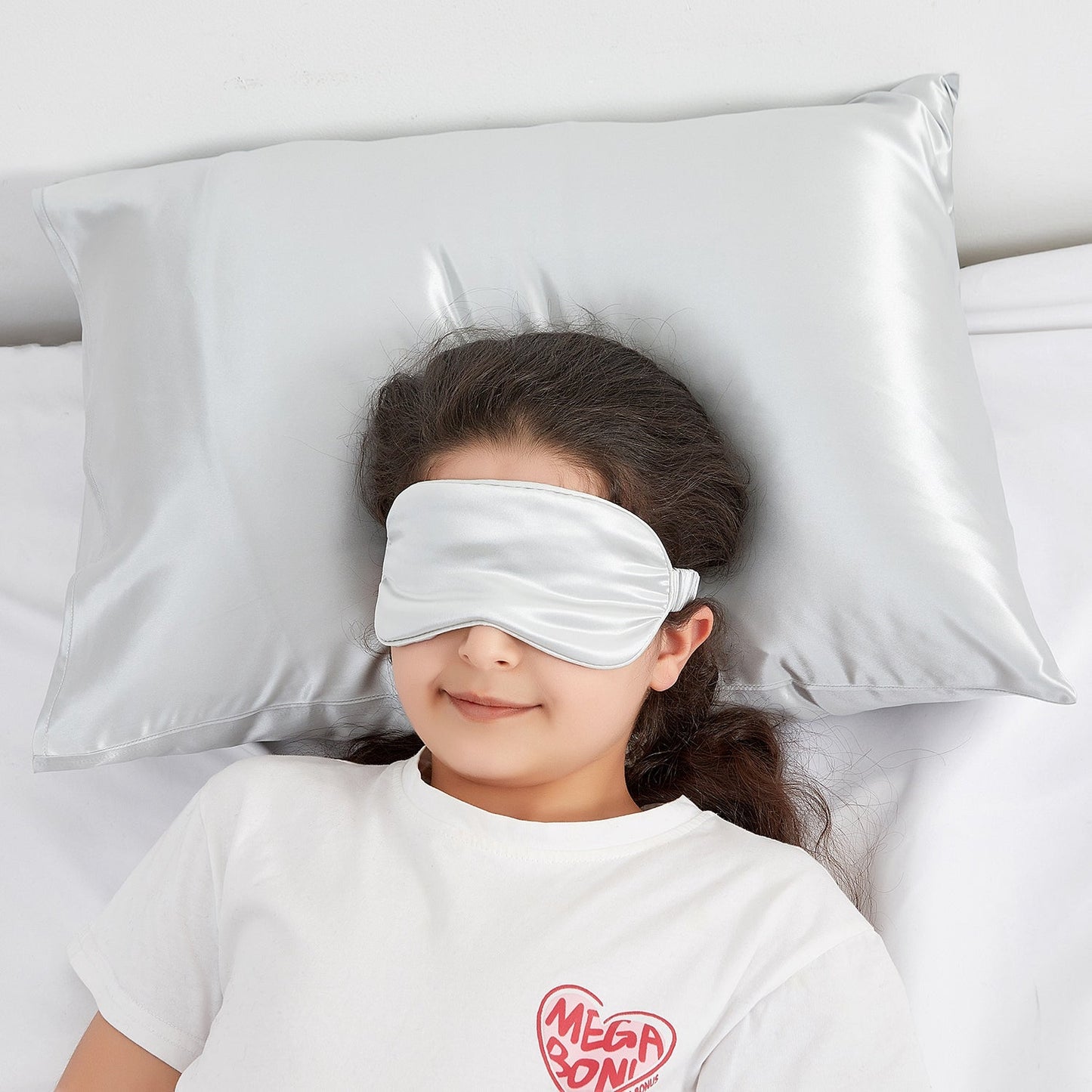 Silver Grey Pure Mulberry Silk Eye Mask | Kid Size | Silk Fibre Filling | 22 Momme | Float Collection