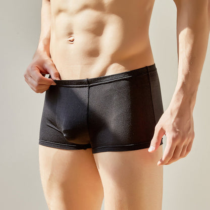 Black Knitted Silk Men's Trunks | Mid Rise | Shimmer Collection