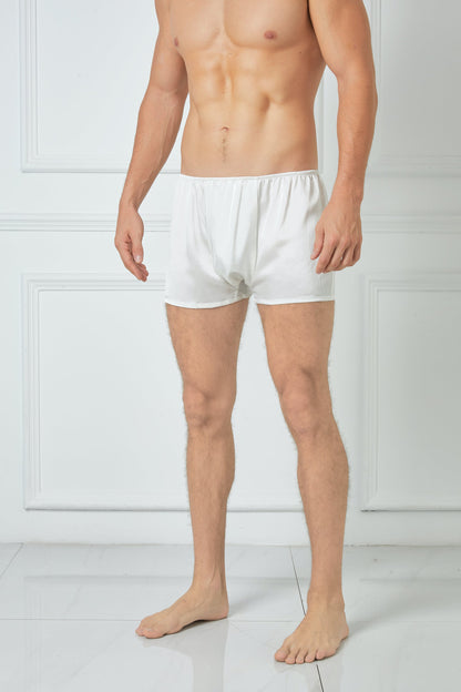 Pearl White Pure Mulberry Silk Men's Trunks | Low Rise | 19 Momme | Soar Collection