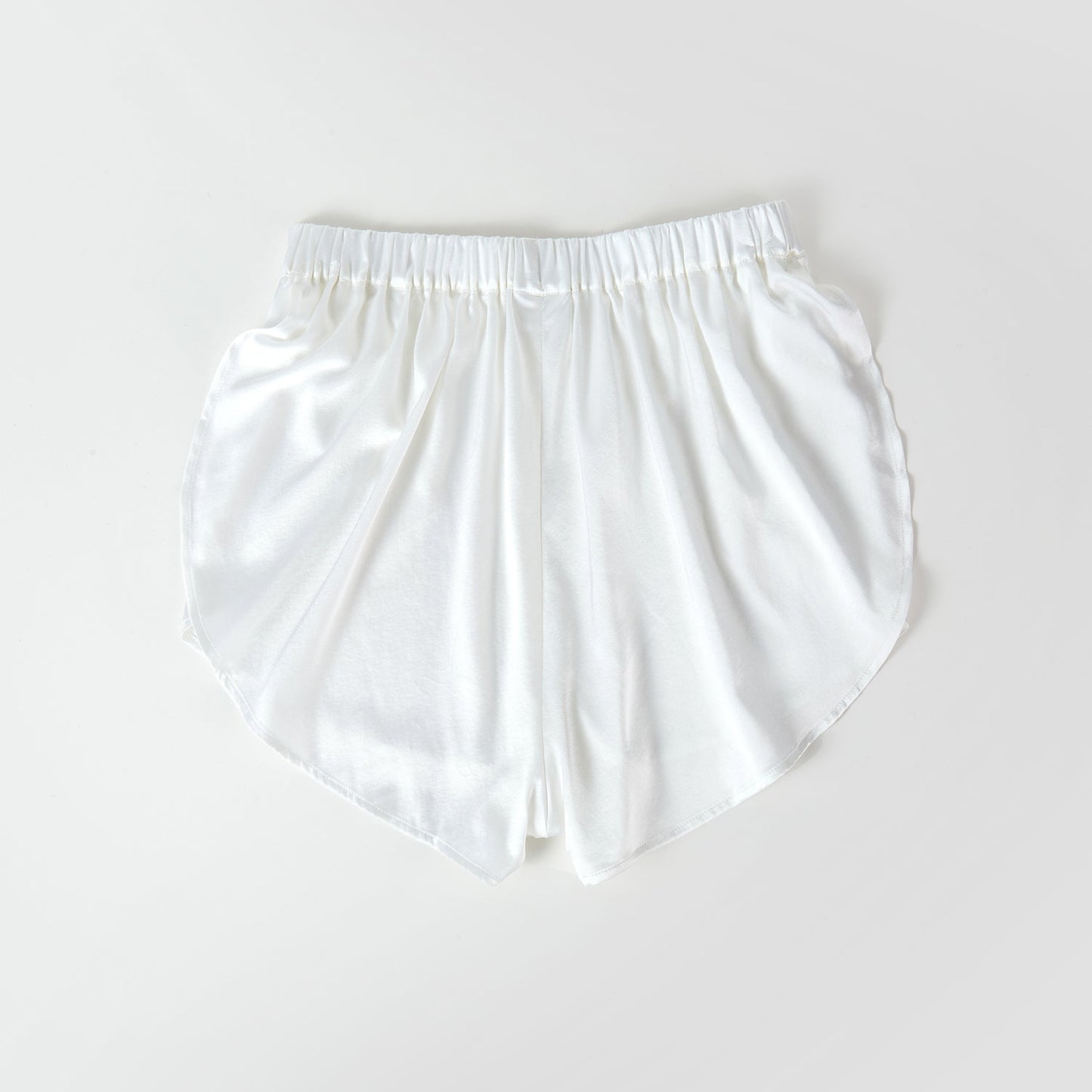 Pearl White Pure Mulberry Silk Petal Shorts | Mid-Waist | Silk Charmeuse Handmade Bridal Shorts | Soar Collection