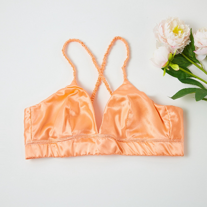 Silk Bralette French Knickers Set | Custom Size Handmade | Melon Shell | 19 Momme | Pure Mulberry Silk