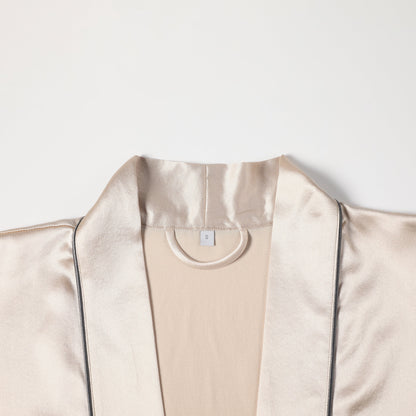 Gift Set | Pure Silk Beige Kimono Robe & Slip Dress | 22 Momme | Float Collection