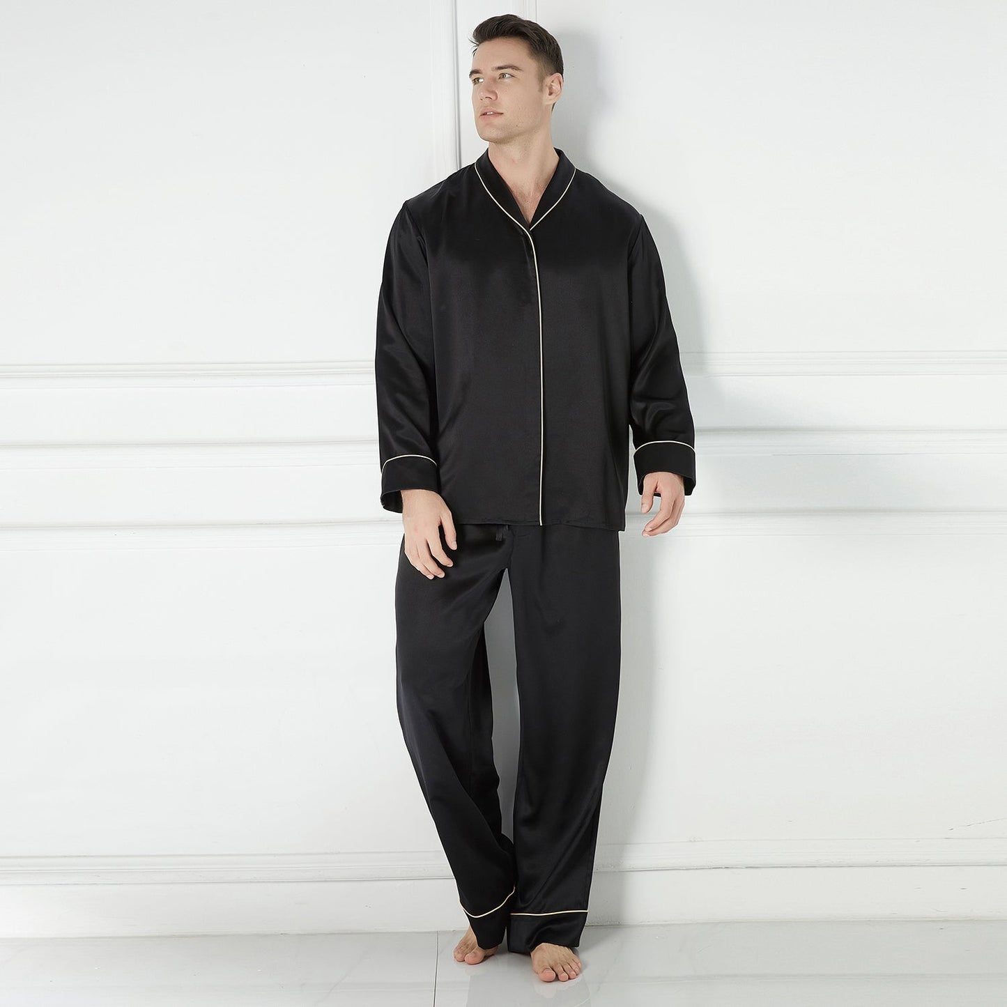 Daffodils Pure Silk Long Sleeve Pajama Set for Men