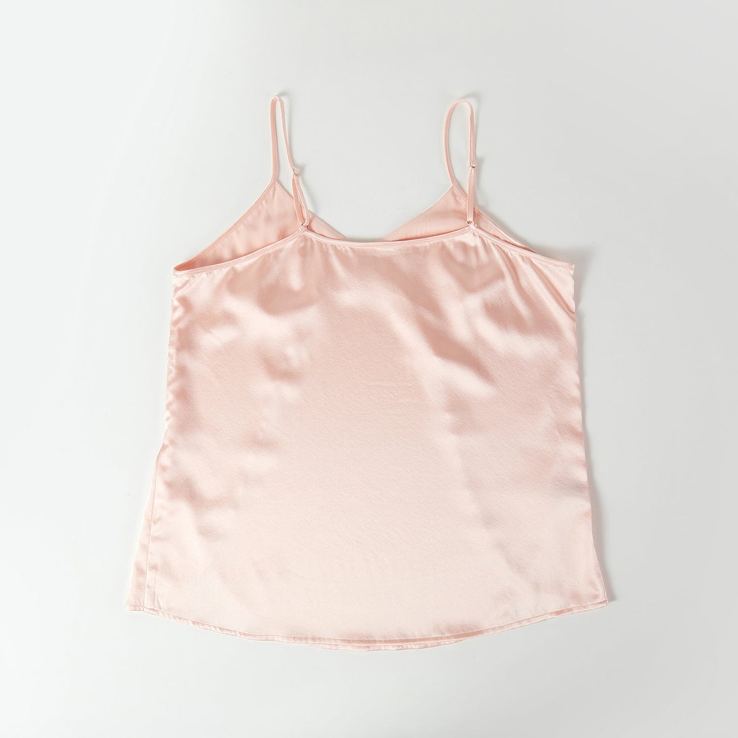 Powder Pink Pure Mulberry Silk Petal Camisole | V Neck Spaghetti Strap Silk Charmeuse Cami Top | Soar Collection