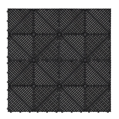 Vented Garage Floor Tiles x 120 With Edges - Black