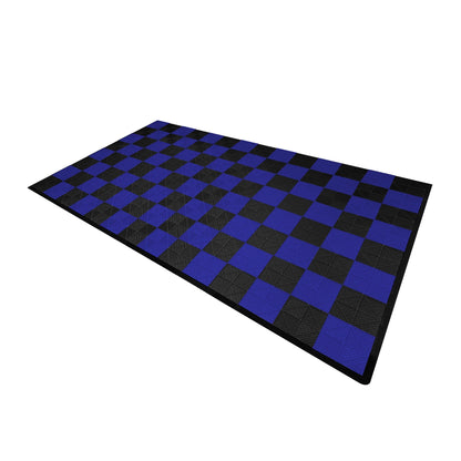 Vented Garage Floor Tiles With Edges – 60 Black & 60 Blue