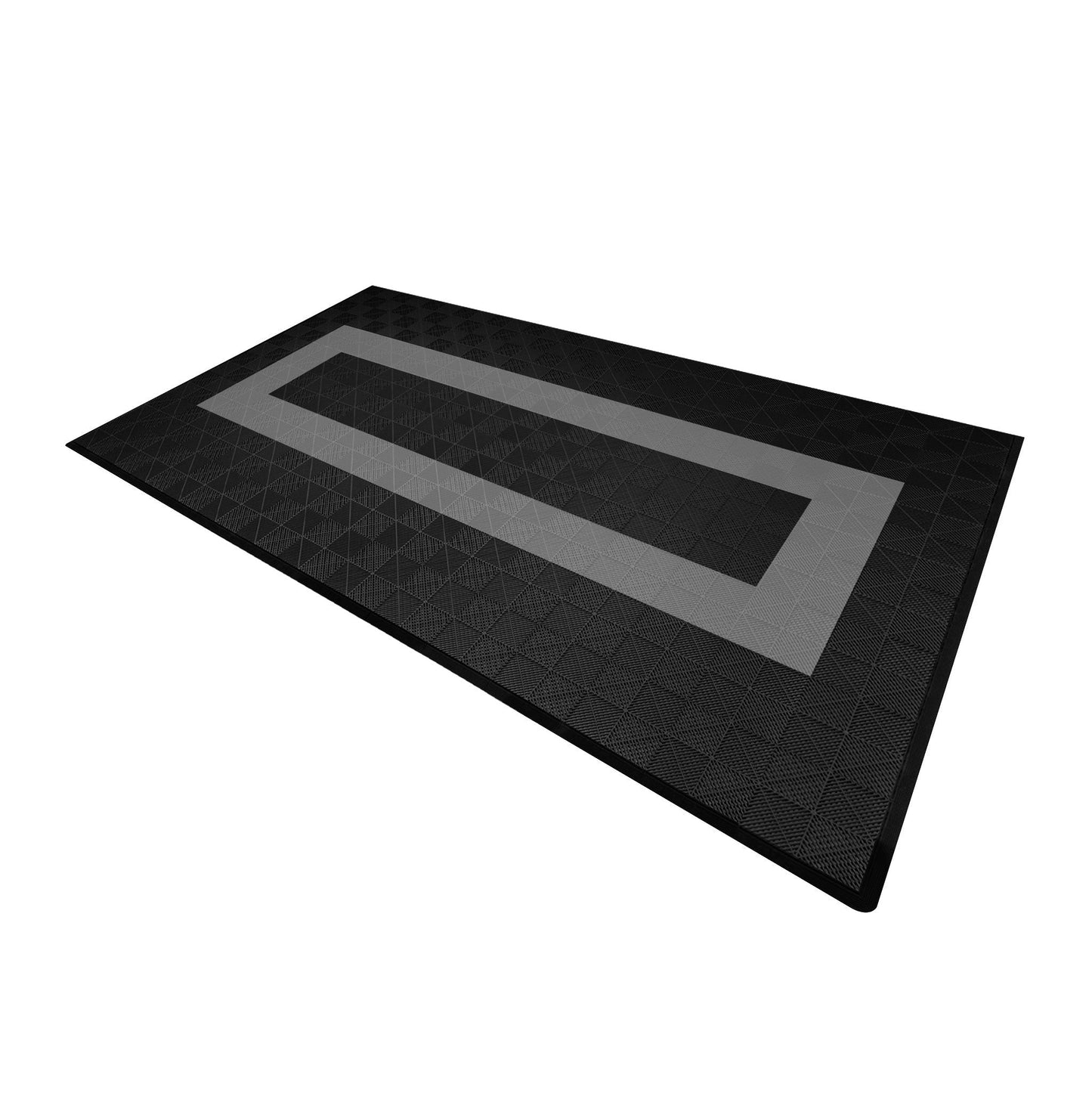 Vented Garage Floor Tiles With Edges – 90 Black & 30 Grey