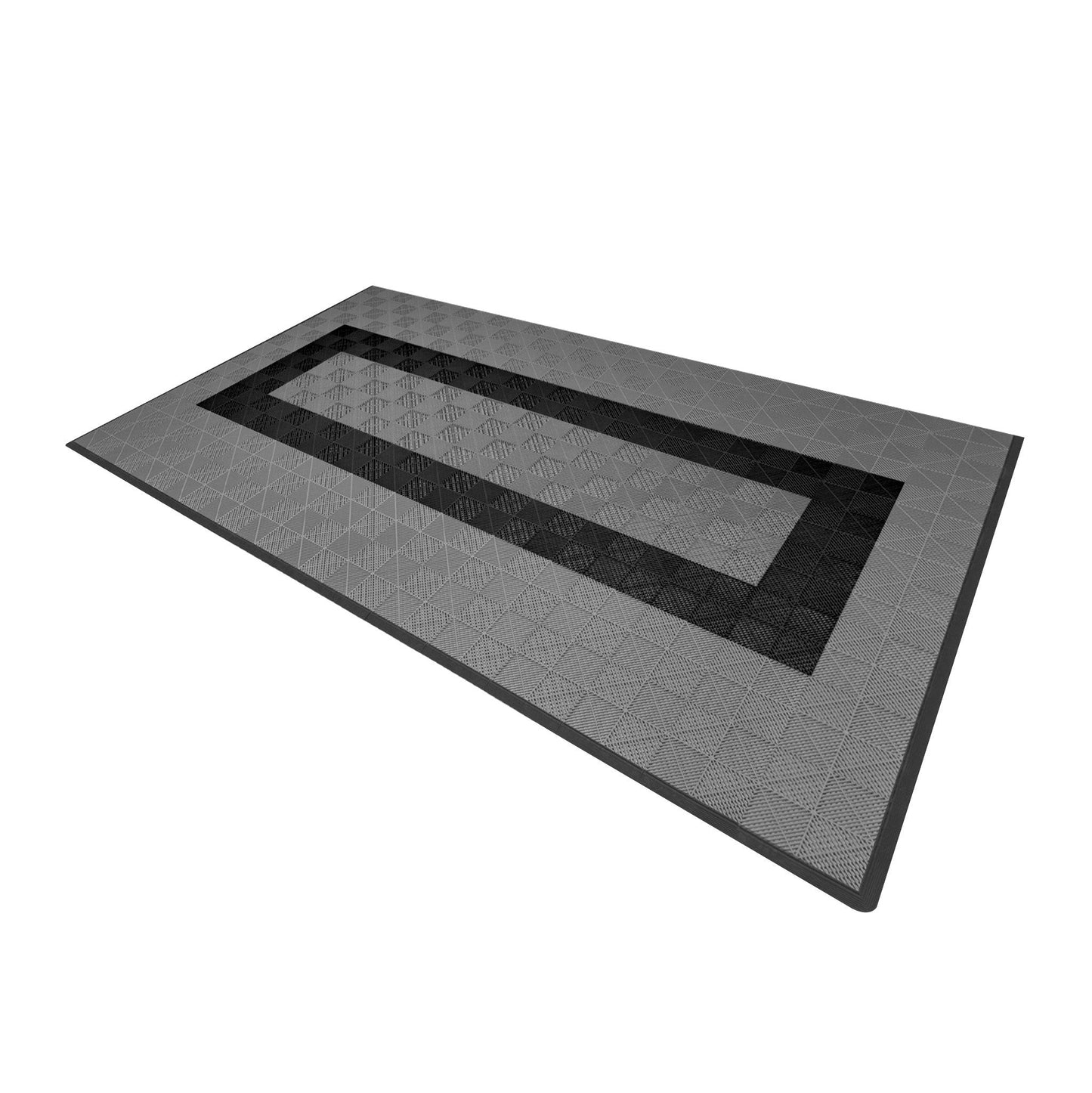 Vented Garage Floor Tiles With Edges – 90 Grey & 30 Black