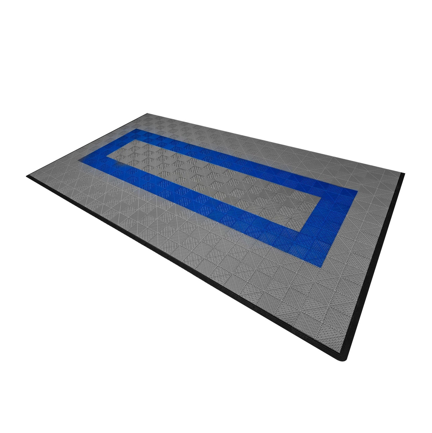 Vented Garage Floor Tiles With Edges – 90 Grey & 30 Blue