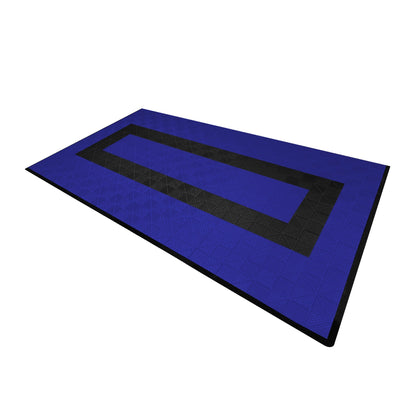 Vented Garage Floor Tiles With Edges – 90 Blue & 30 Black