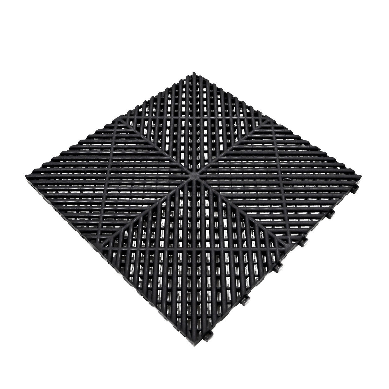 Vented Garage Floor Tiles x 225 With Edges - Black