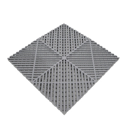 Vented Garage Floor Tiles x 225 With Edges - Grey