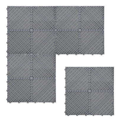 Vented Garage Floor Tiles x 225 With Edges - Grey