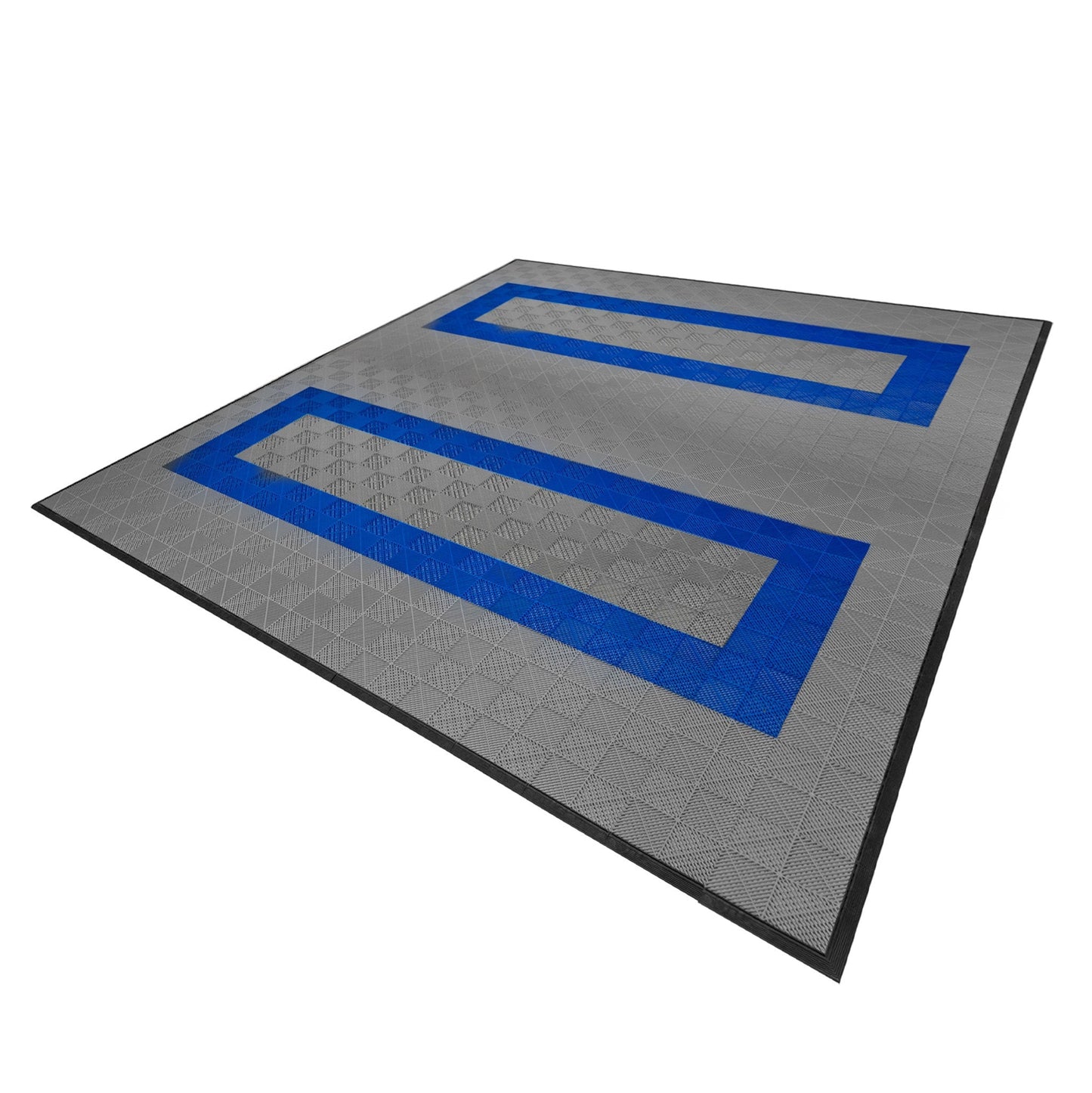 Vented Garage Floor Tiles With Edges – 165 Grey & 60 Blue