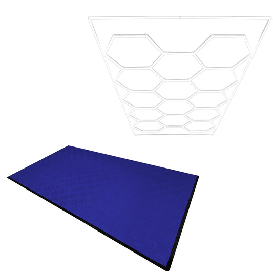 Hexagon LED Light & Vented Garage Floor Tiles x 120 With Edges - Blue