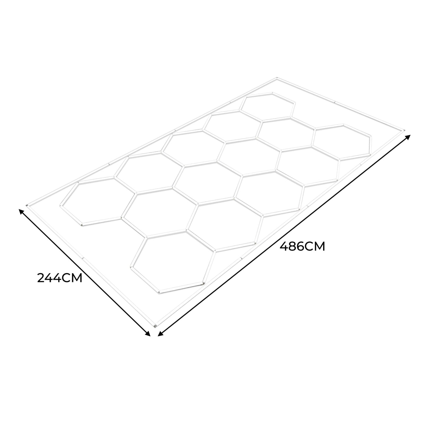 Hexagon LED Light & Vented Garage Floor Tiles x 120 With Edges - Blue