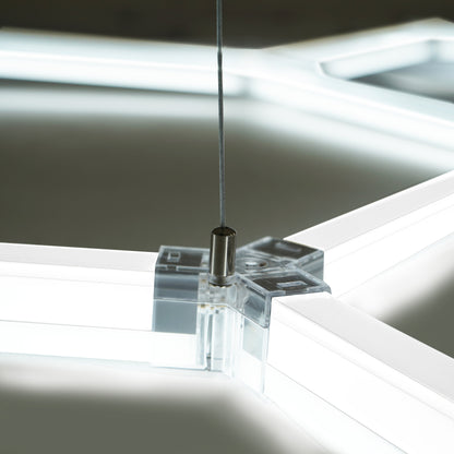 Hexagon LED Lights x 2 & Vented Garage Floor Tiles With Edges - 165 Grey & 60 Blue