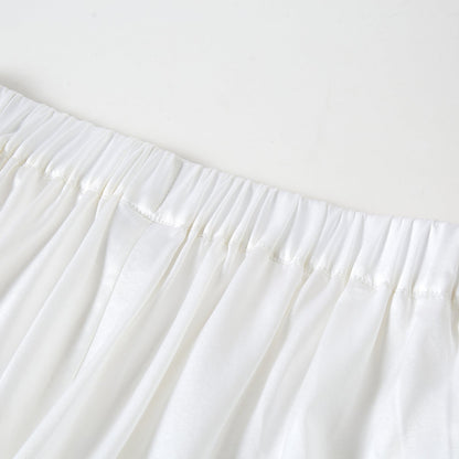 Pearl White Pure Mulberry Silk Petal Shorts | Mid-Waist | Silk Charmeuse Handmade Bridal Shorts | Soar Collection