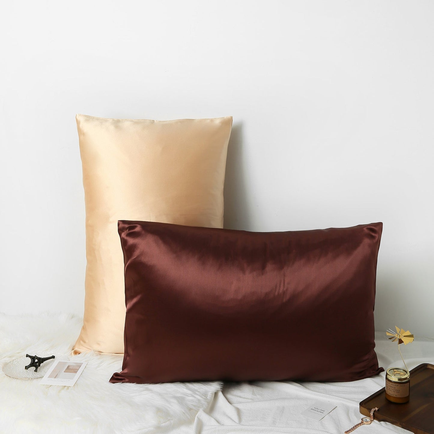 Champagne Luxury Pure Mulberry Silk Pillowcase | Queen & King | 32 Momme | Drape Collection