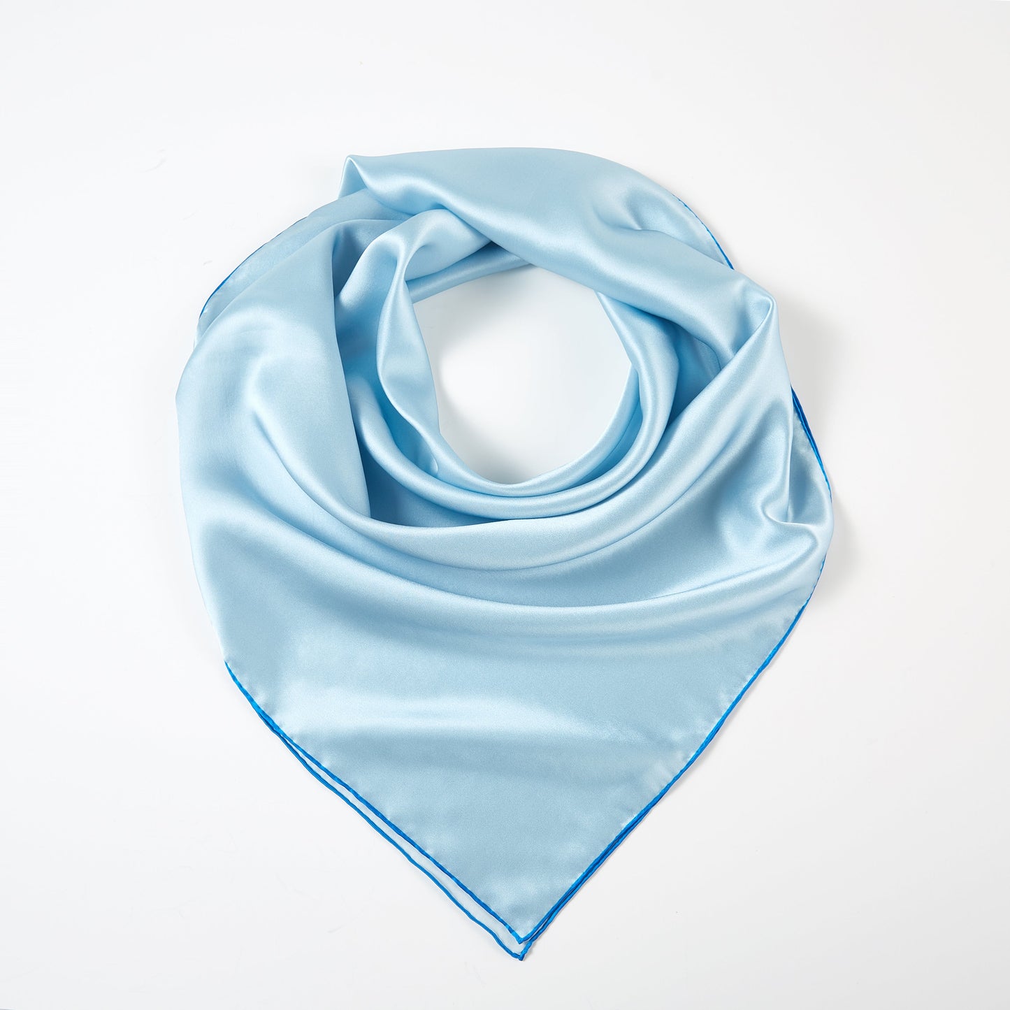 Glacier Pure Silk Scarf | Ice Blue, Sky Blue, Navy | Small Head Scarf or Large Square Shawl | Solid Colour Collection