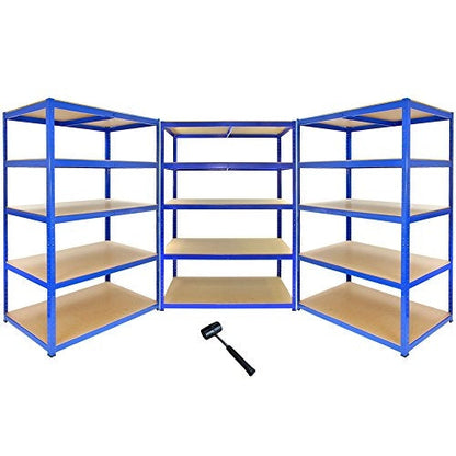 Monster Racking T-Rax Strong Storage Shelves, Blue, 120cm W, 60cm D, Set of 3