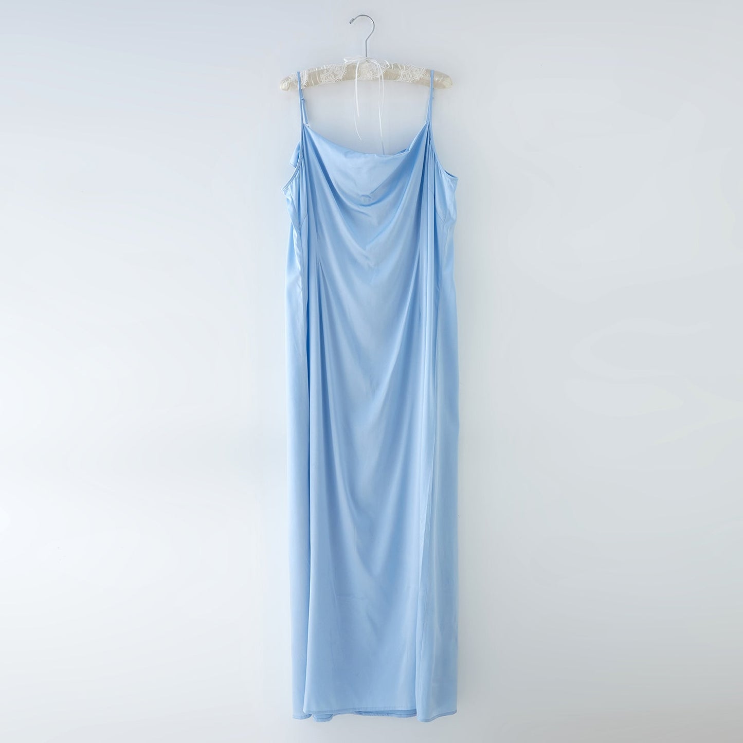 Pure Silk Ankle Length Slip Dress | Custom size Handmade | Morning Mist | 19 Momme | Mulberry Silk Extra Long Slip Dress No Slits | Wedding Lingerie