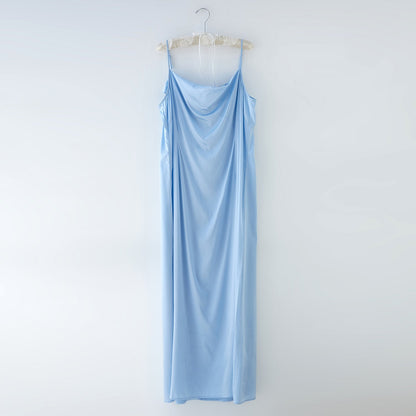 Pure Silk Ankle Length Slip Dress | Custom size Handmade | Morning Mist | 19 Momme | Mulberry Silk Extra Long Slip Dress No Slits | Wedding Lingerie