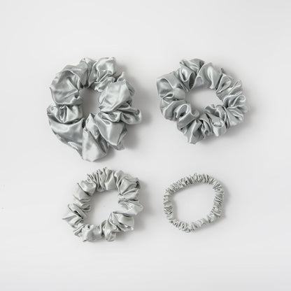 Set of 4 Pure Mulberry Silk Scrunchies | 0.4, 0.8, 1.4, 2 inch | 22 Momme | Float Collection