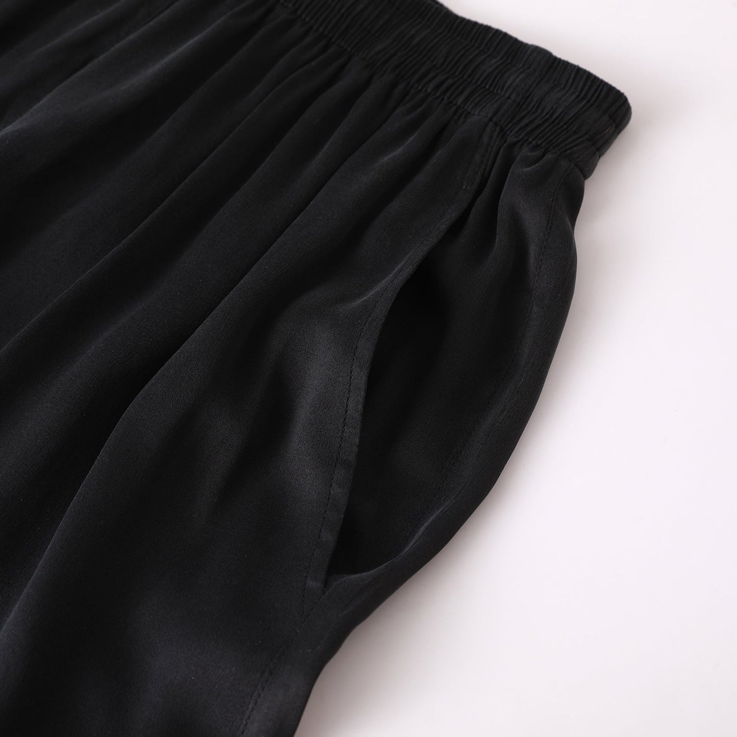 Black Sueded Pure Mulberry Silk Men's Shorts | Mid Waist | 19 Momme Sueded Silk Charmeuse