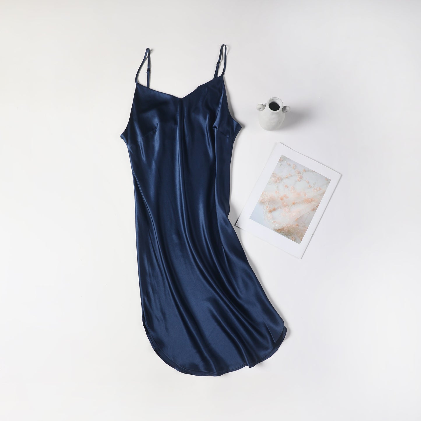 Gift Set | Pure Silk Navy Kimono Robe & Slip Dress | 22 Momme | Float Collection