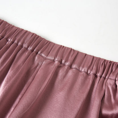 Cocoa Purple Pure Mulberry Silk Petal Shorts | Mid-Waist | Silk Charmeuse Handmade Bridal Shorts | Soar Collection