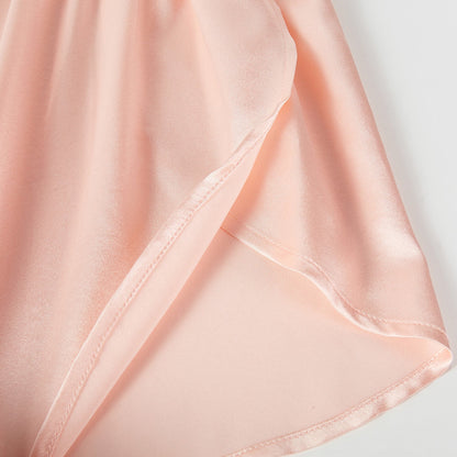 Powder Pink Pure Mulberry Silk Petal Camisole | V Neck Spaghetti Strap Silk Charmeuse Cami Top | Soar Collection