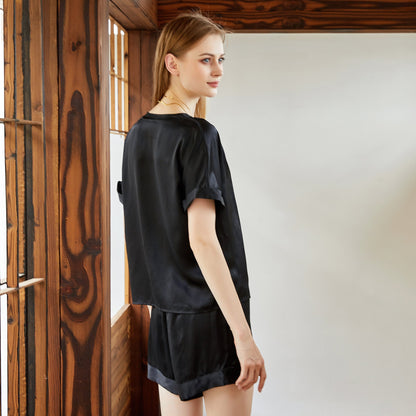 Black Pure Mulberry Silk Shorts | High-Waisted | 19 Momme | Soar Collection