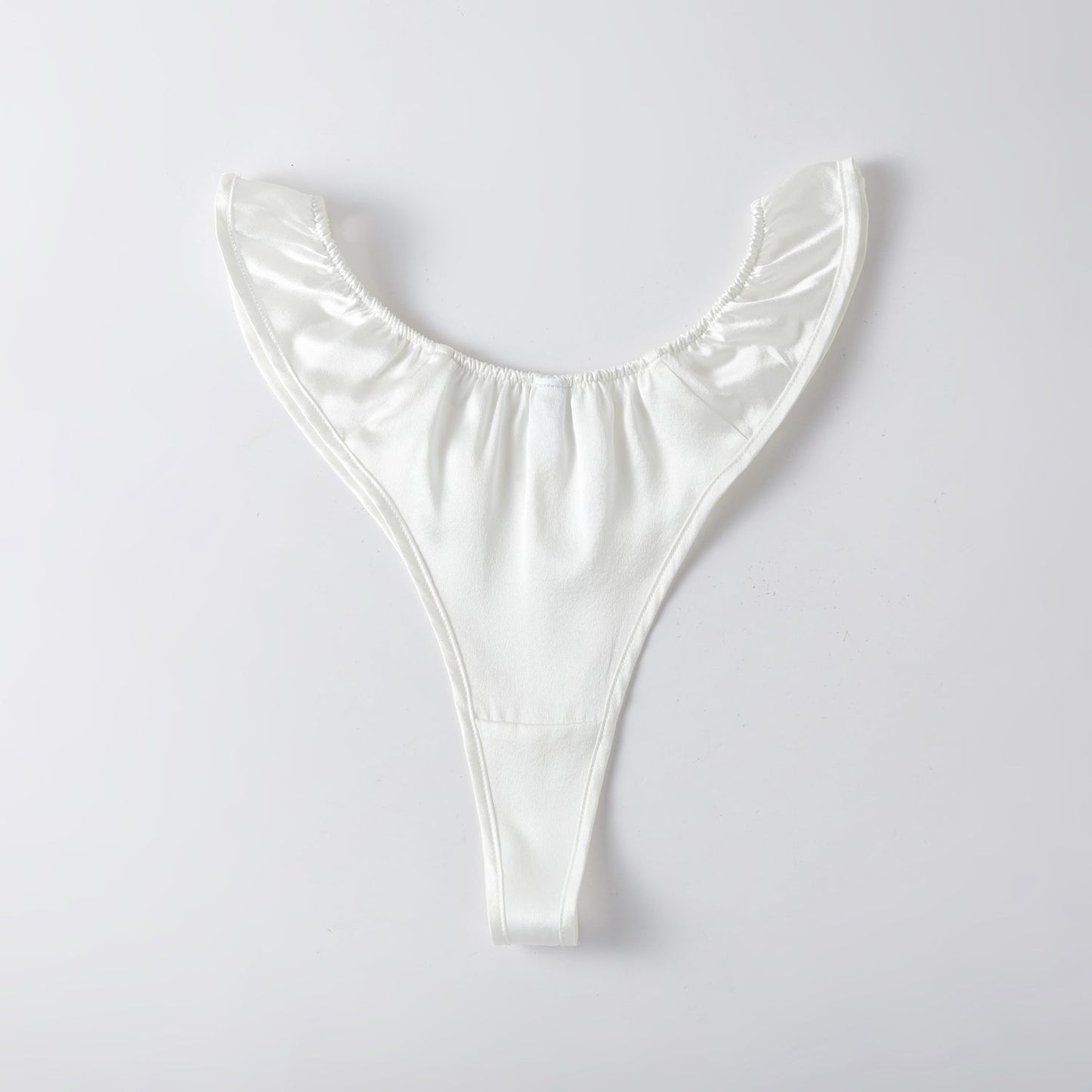 Pearl White Pure Mulberry Silk T-String Panties | Mid to High Waist | 22 Momme | Float Collection