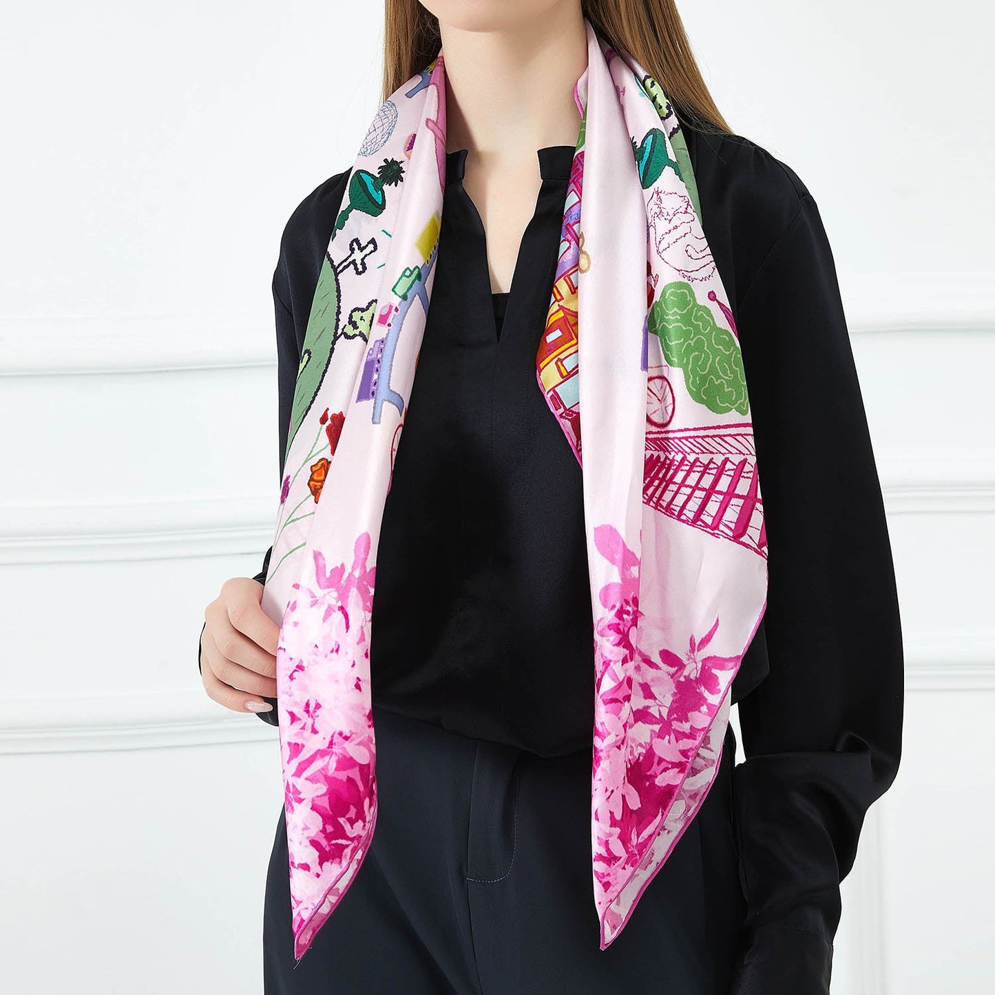 Montreal Pure Silk Large Square Scarf | Original Artwork | Canadian Scarves Collection