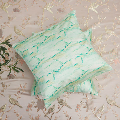 Marble Print Mint Green Mulberry Silk Cushion Cover | 19 Momme | Brush Collection | Throw Pillow Cover with Zipper