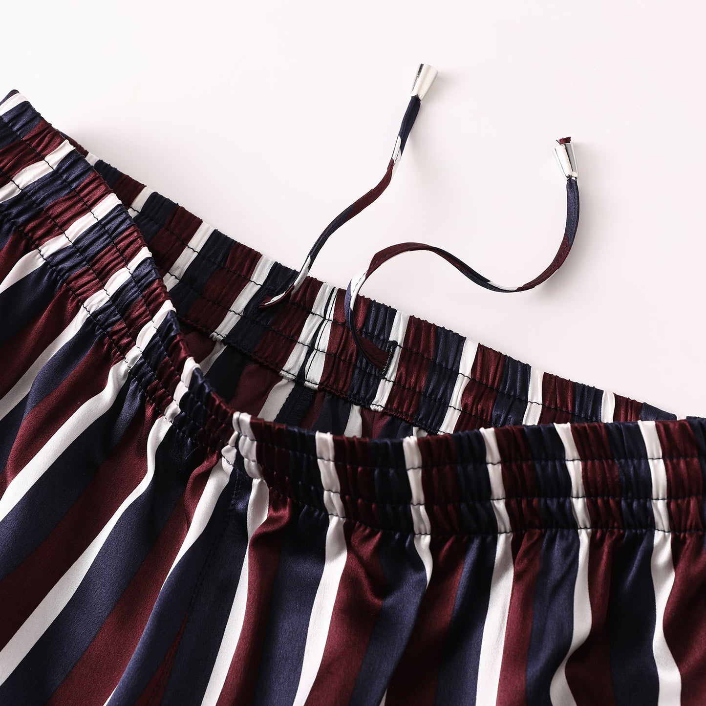 Pure Mulberry Silk Striped Men's Shorts | Mid Waist | 19 Momme Silk Charmeuse