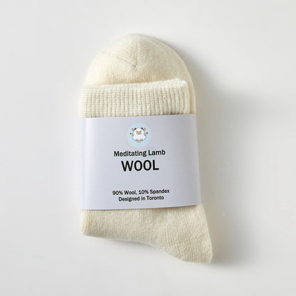 Vanilla White Wool Quarter-Length Socks | Flexible Fit