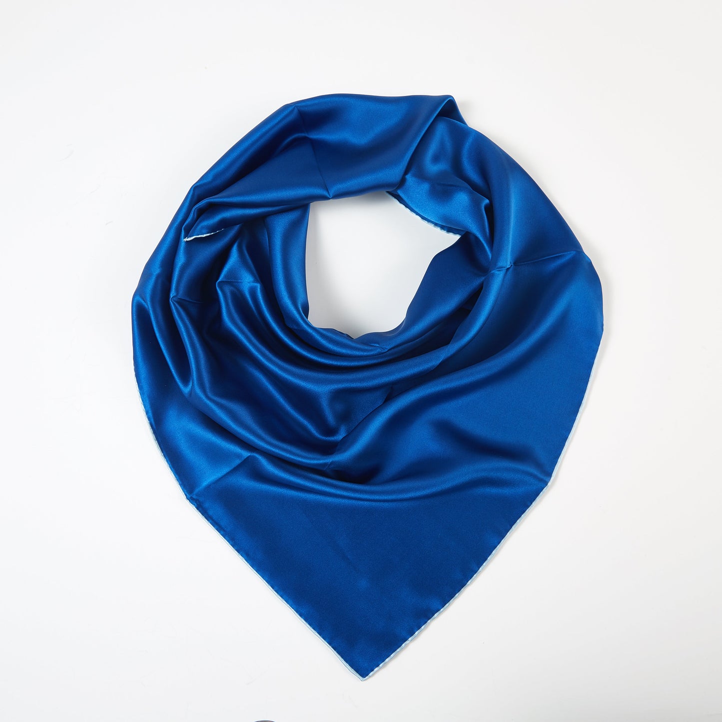 Glacier Pure Silk Scarf | Ice Blue, Sky Blue, Navy | Small Head Scarf or Large Square Shawl | Solid Colour Collection