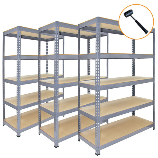 3 x Q-Rax Grey Metal Racking Units 90 x 50 x 180cm