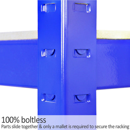 3 x Monster Racking T-Rax Metal Storage Shelves, Blue, 90cm W, 45cm D