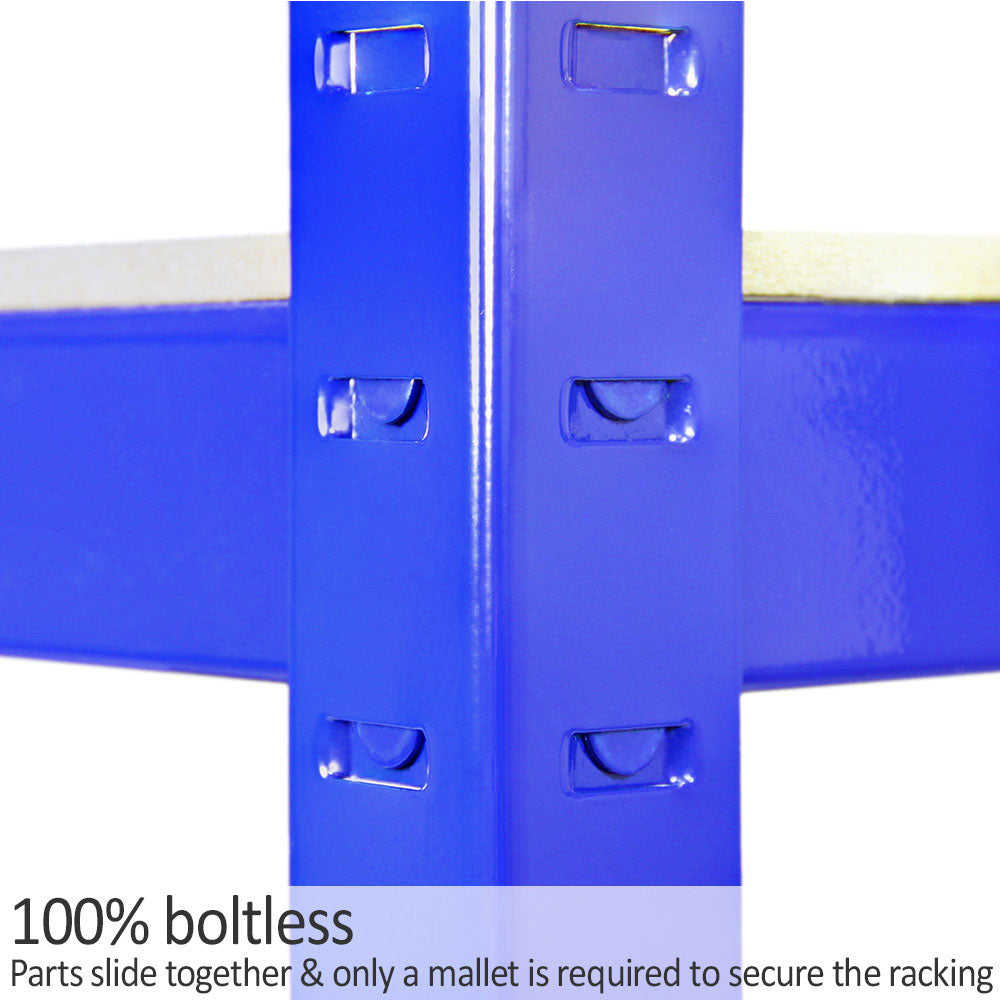 3 x Monster Racking T-Rax Metal Storage Shelves, Blue, 90cm W, 45cm D