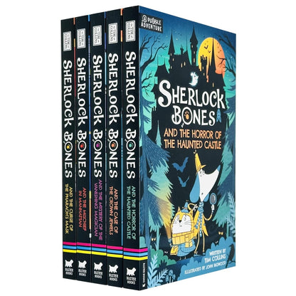 Adventures of Sherlock Bones By Tim Collins 5 Books Collection Set (Horror of the Haunted Castle, Mischief in Manhattan, Curse of the Pharaoh's Mask, Mystery of the Vanishing Magician and 1 More)