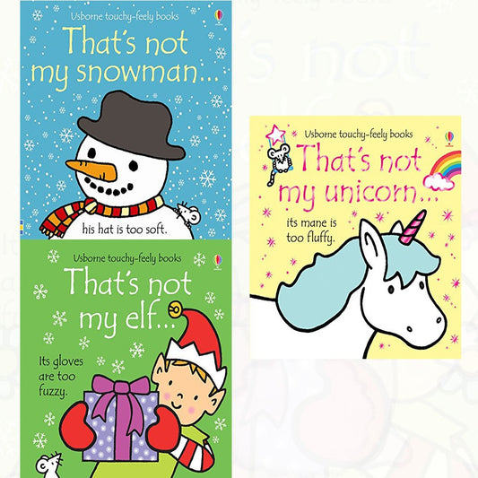 Usborne Thats not my touchy feely series 3 books collection Set (elf, snowman, unicorn)