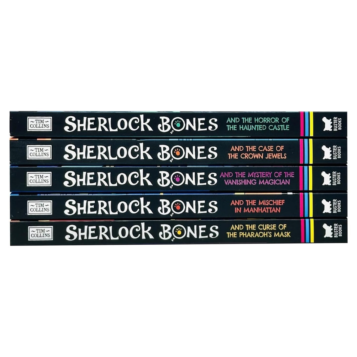 Adventures of Sherlock Bones By Tim Collins 5 Books Collection Set (Horror of the Haunted Castle, Mischief in Manhattan, Curse of the Pharaoh's Mask, Mystery of the Vanishing Magician and 1 More)