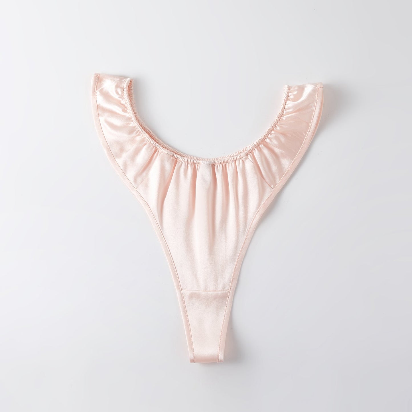 Baby Pink Pure Mulberry Silk T-String Panties | Mid to High Waist Thong | 22 Momme | Float Collection