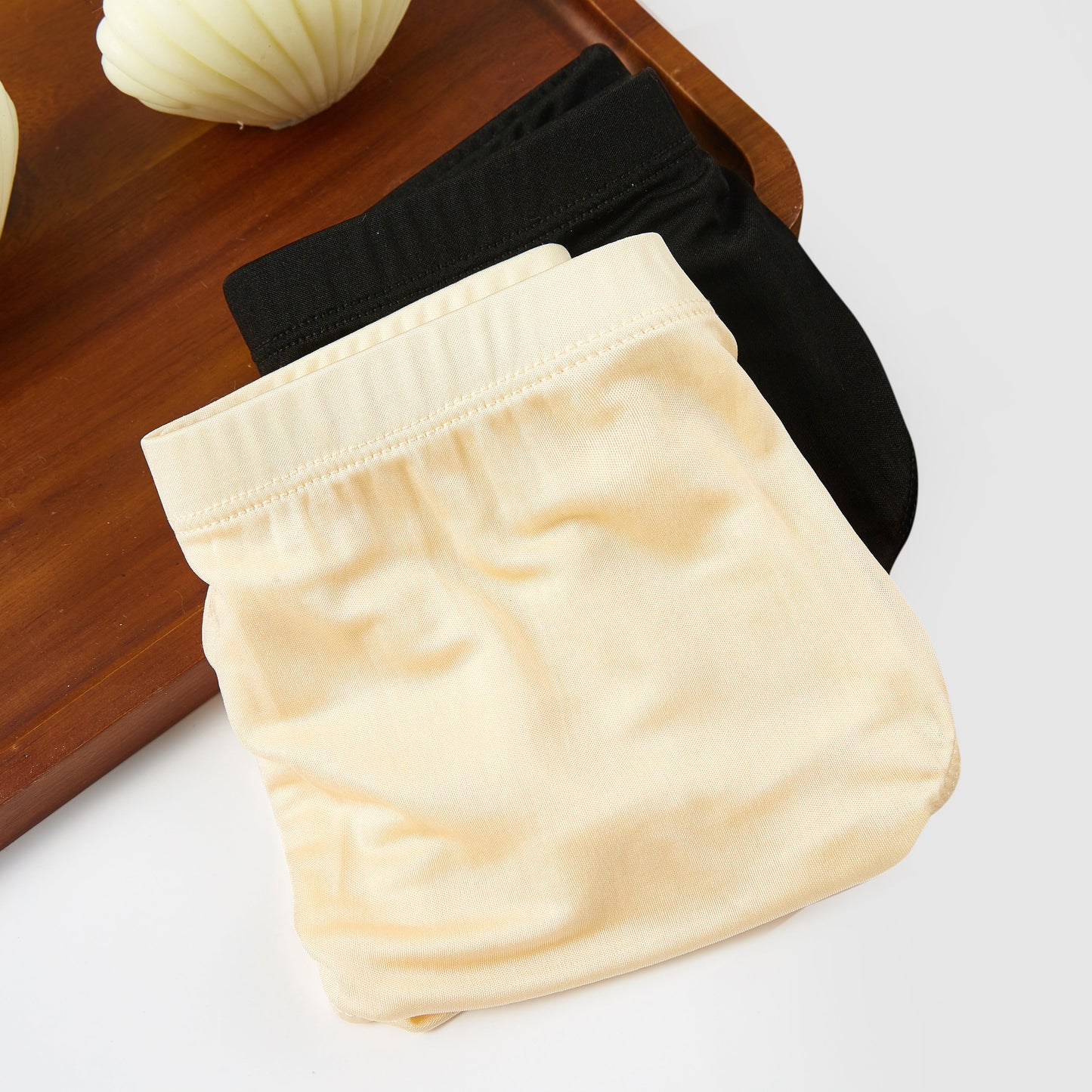 Knitted Silk Mid Rise French Cut Panties | Blonde Pale Ale | Shimmer Collection