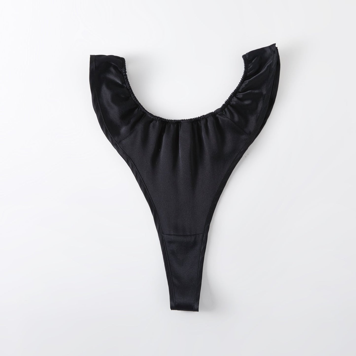 Black Pure Mulberry Silk T-String Panties | Mid to High Waist Thong | 22 Momme | Float Collection