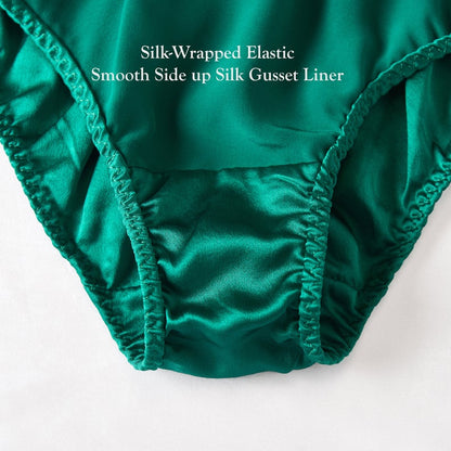 Emerald Green Pure Mulberry Silk Bikini Panties | Mid Waist | 22 Momme | Float Collection